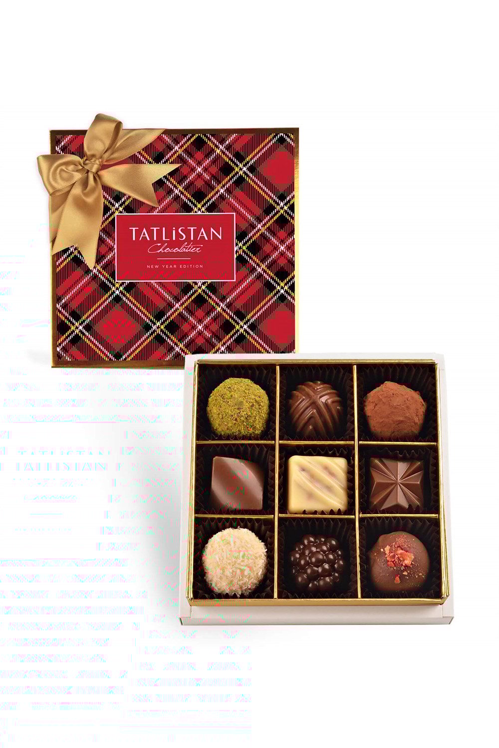Tatlistan-Yılbaşı Ekose Desenli 9 Çeşitli Artisan Ve Trüf Çikolata 9'lu-Çikolata-1-Milagron.com