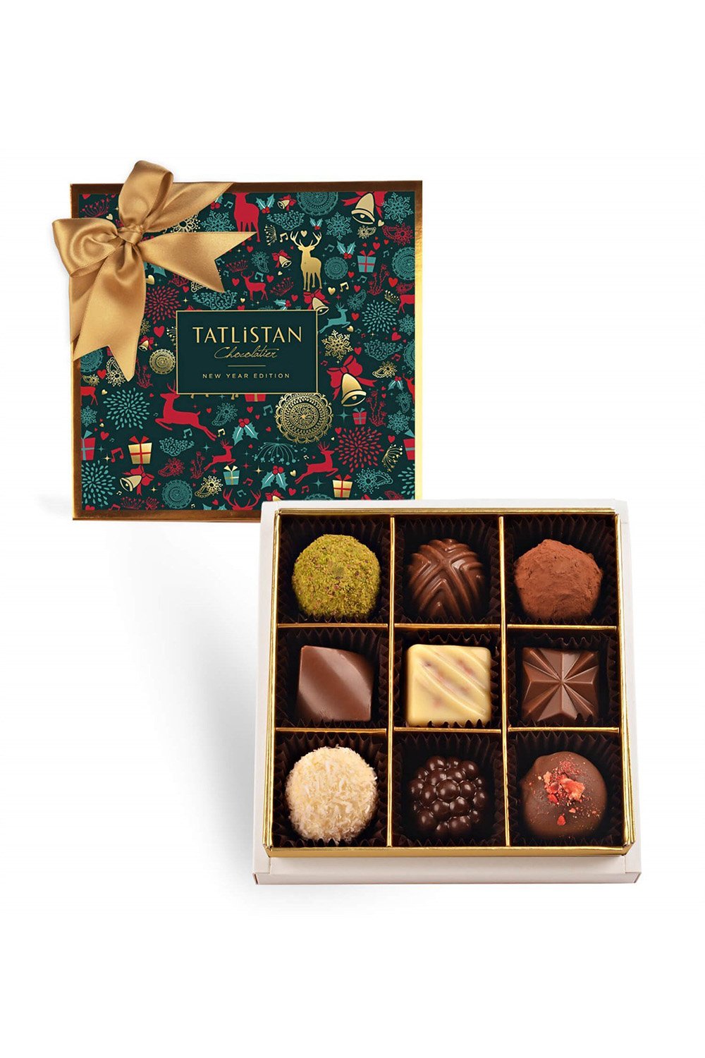 Tatlistan-Yılbaşı Özel Desenli 9 Çeşitli Artisan Ve Trüf Çikolata 9'lu-Çikolata-1-Milagron.com