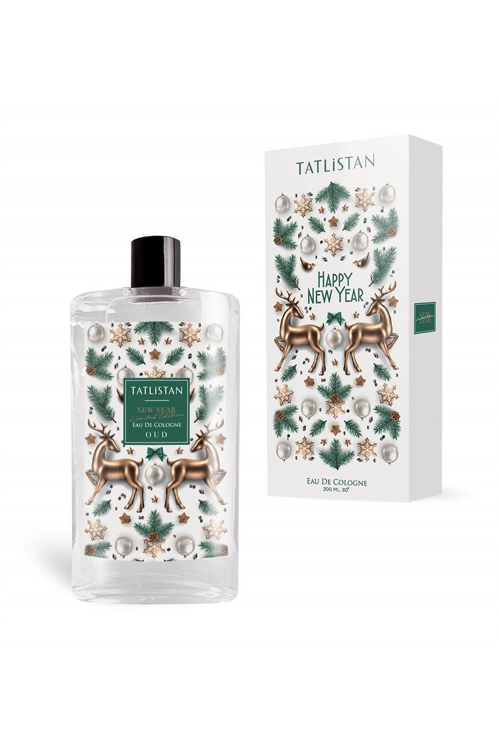 Tatlistan-Yılbaşı Özel Seri Bronz Geyikler Ve Çam Süsleri Oud Kolonyası-Kolonya-1-Milagron.com