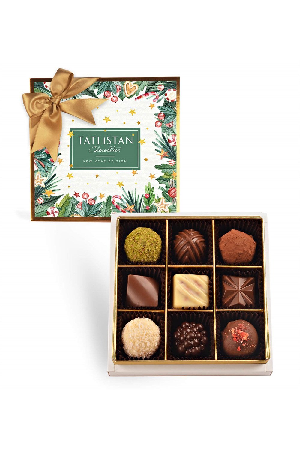 Tatlistan-Yıldızlı Yılbaşı Süsleri 9 Çeşitli Artisan Ve Trüf Çikolata 9'lu-Çikolata-1-Milagron.com