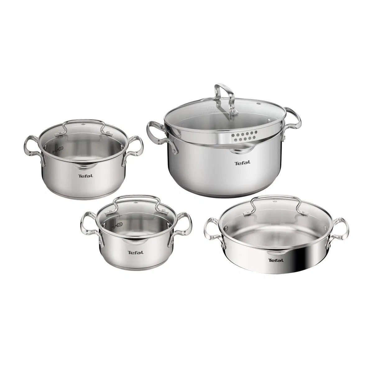 TEFAL Duetto İndüksiyon Tabanlı 8 Parça Çelik Tencere Seti