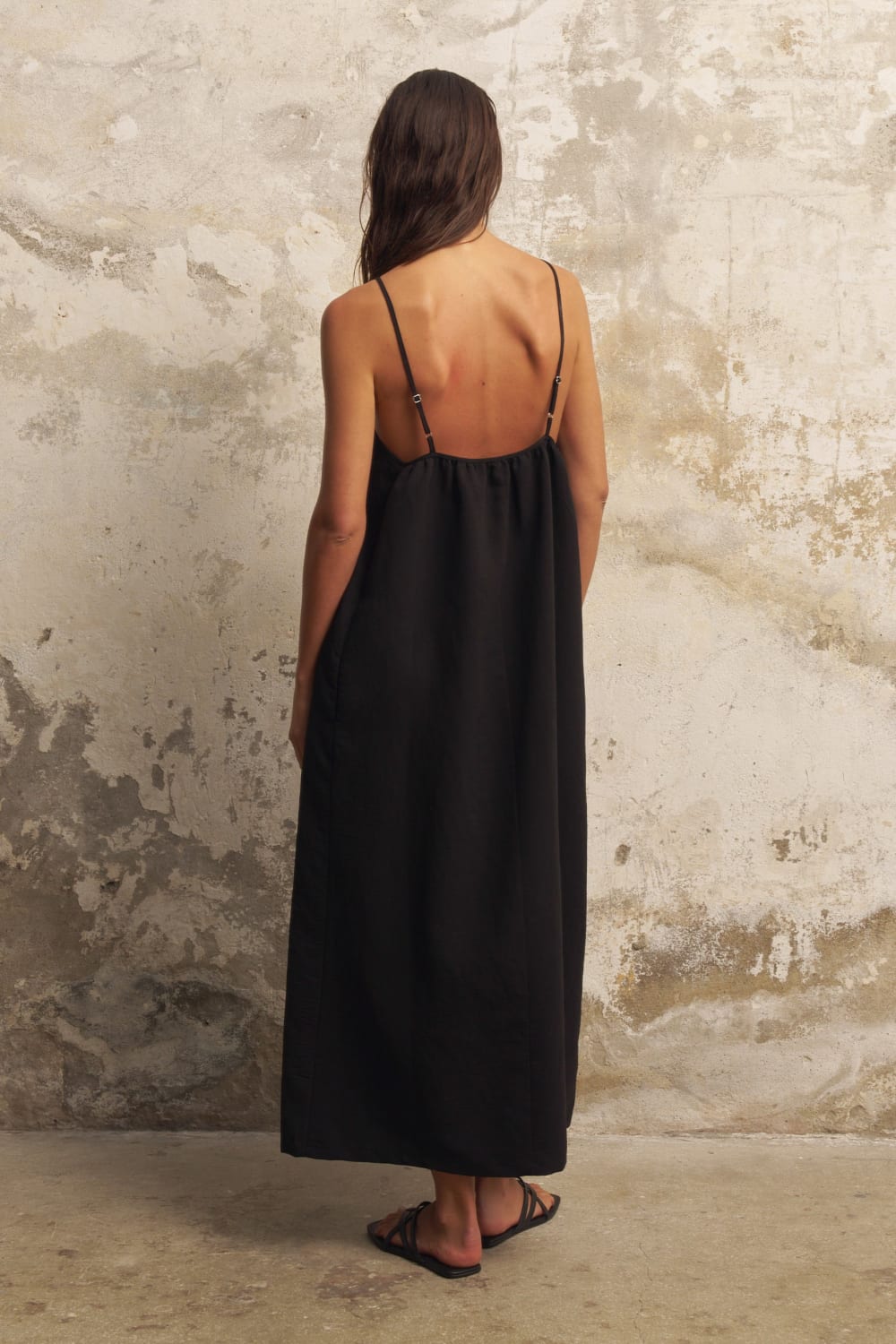 The Handloom-Bliss Flow Maxi Dress Black-Elbise-6-Milagron.com
