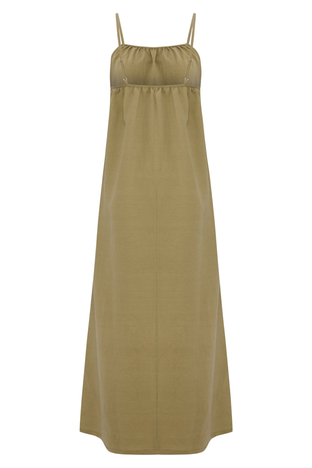 The Handloom-Bliss Flow Maxi Dress Khaki Green-Elbise-8-Milagron.com