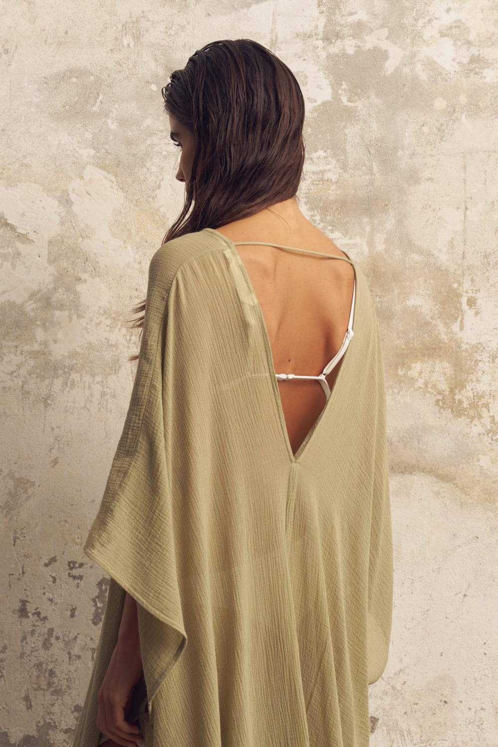 The Handloom-Bodrum Ties Kaftan Khaki Green-Kaftan-5-Milagron.com