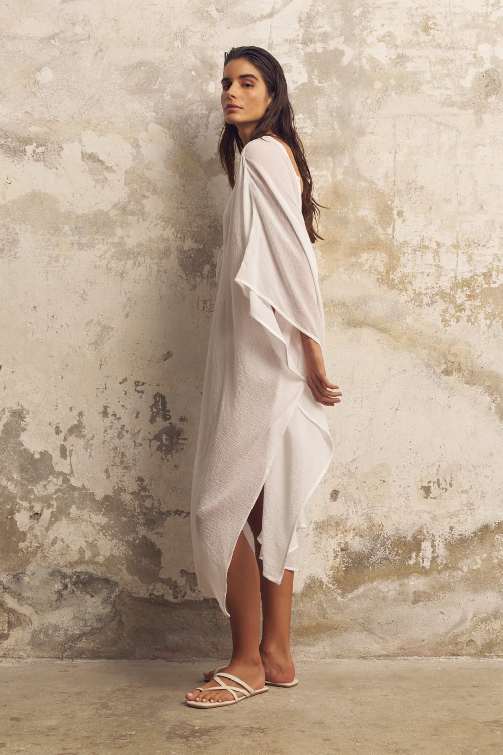 The Handloom-Bodrum Ties Kaftan White-Kaftan-4-Milagron.com