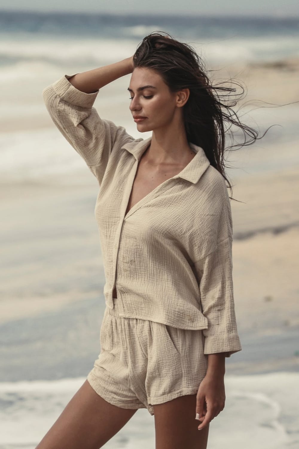 The Handloom-Echo Mini Shirt Oatmeal-Gömlek-3-Milagron.com