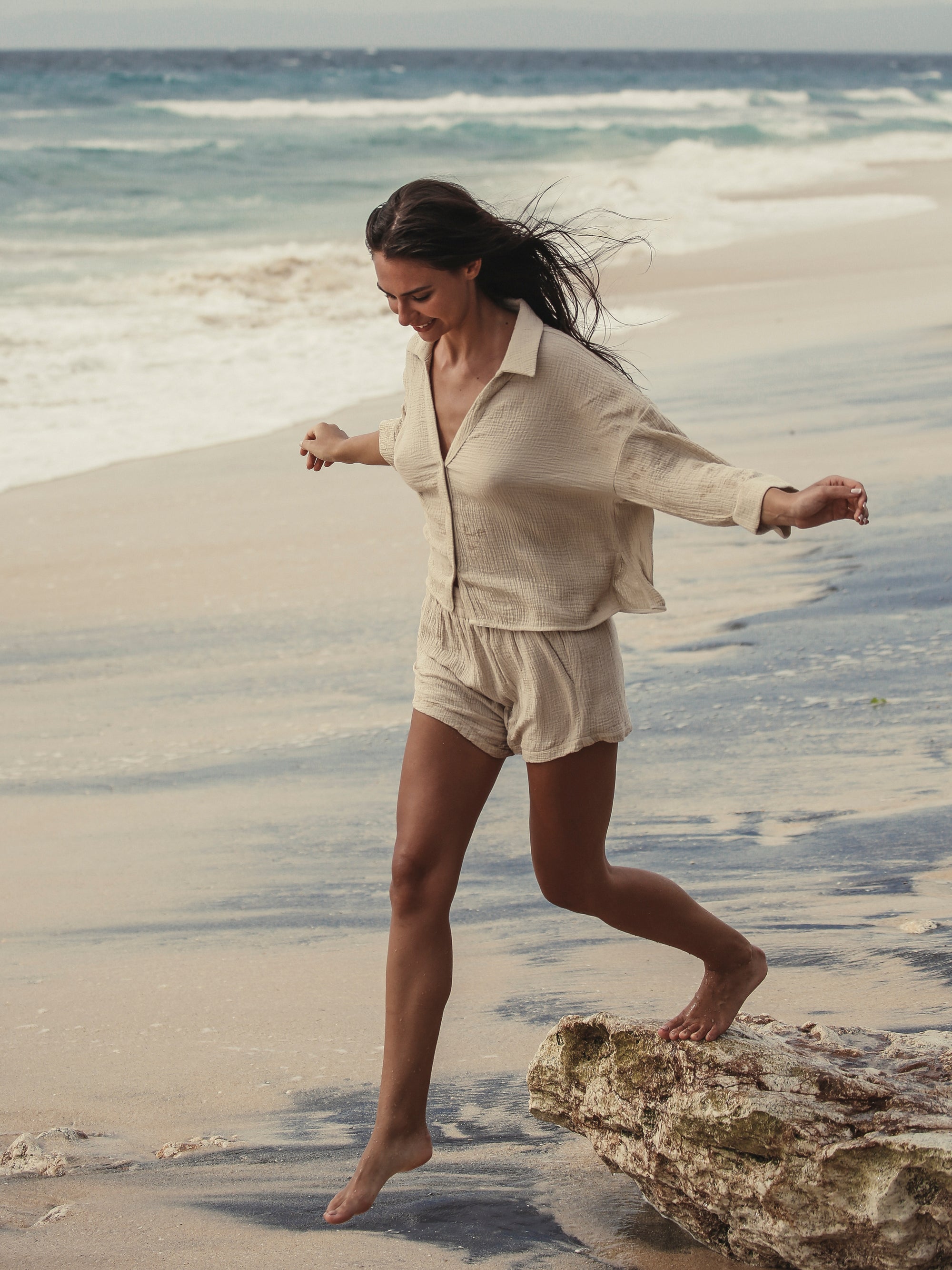 The Handloom-Echo Mini Shirt Oatmeal-Gömlek-6-Milagron.com