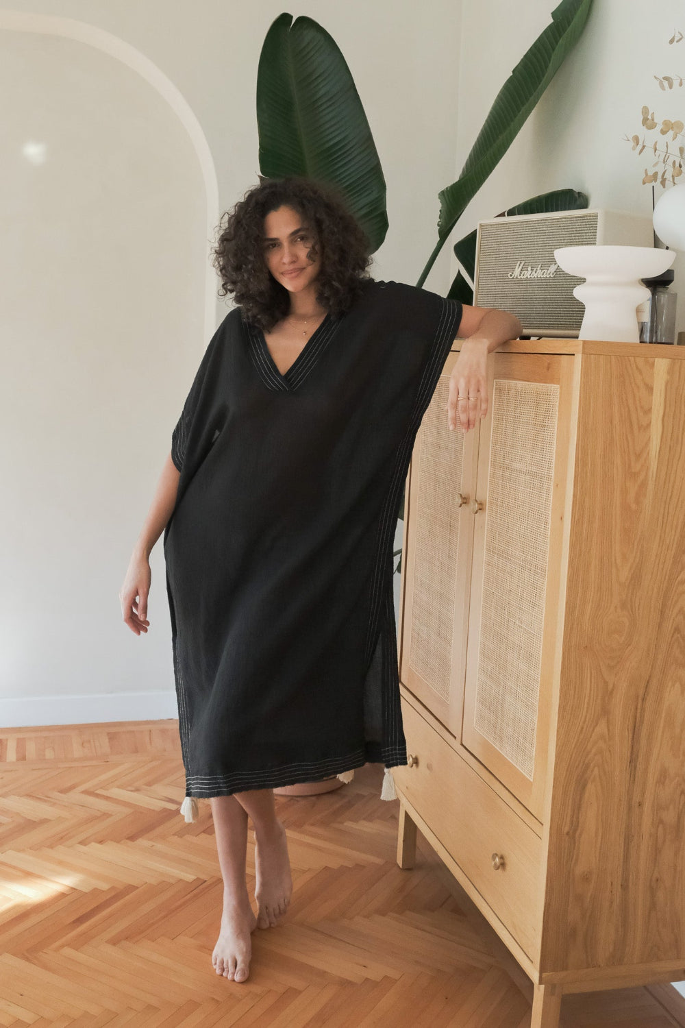 The Handloom-Ela Kaftan Black-Kaftan-6-Milagron.com