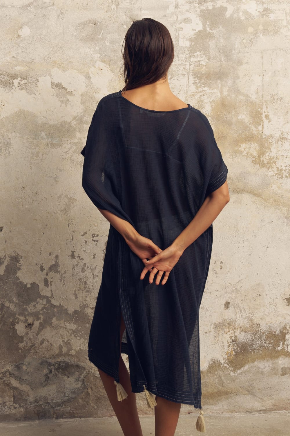 The Handloom-Ela Kaftan Navy-Kaftan-5-Milagron.com