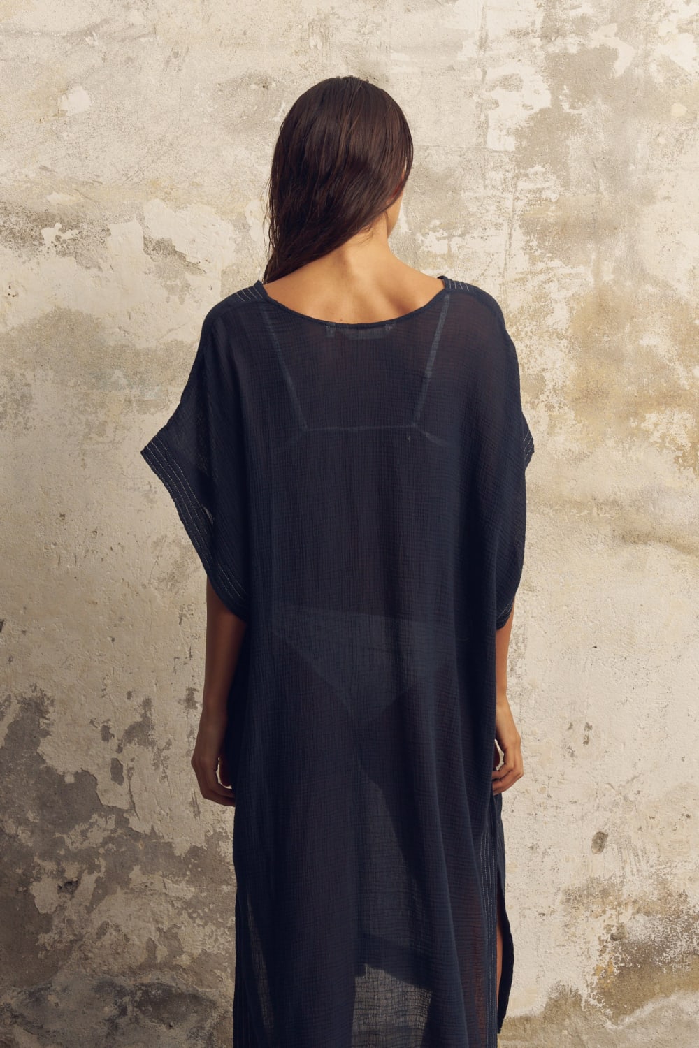 The Handloom-Ela Kaftan Navy-Kaftan-6-Milagron.com
