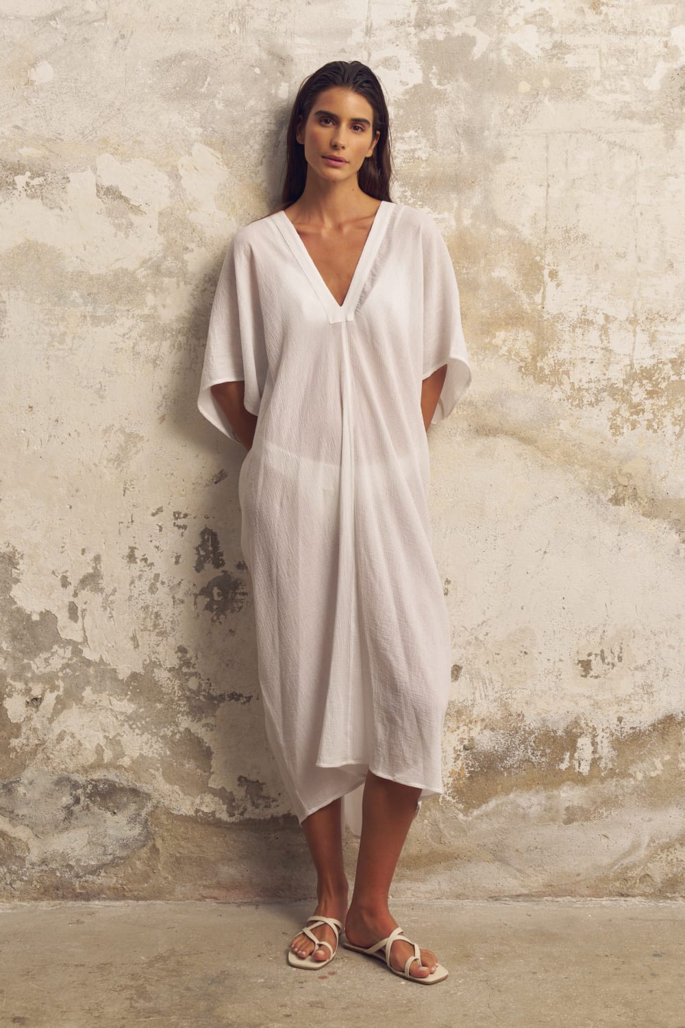The Handloom-Esti Tunic White-Kaftan-1-Milagron.com