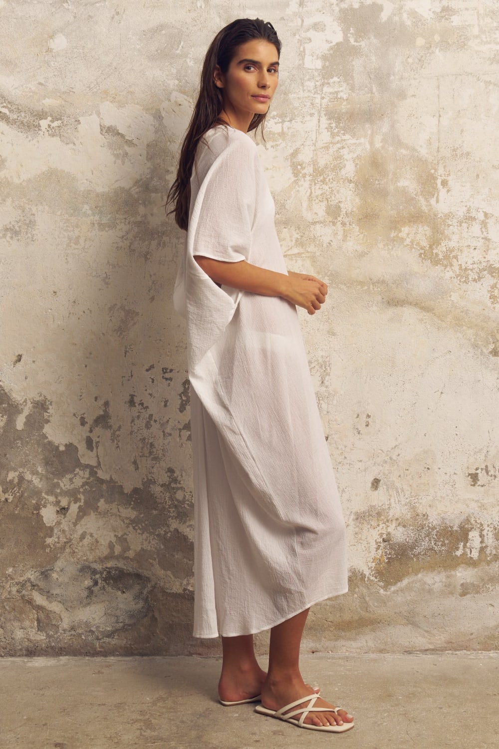 The Handloom-Esti Tunic White-Kaftan-2-Milagron.com