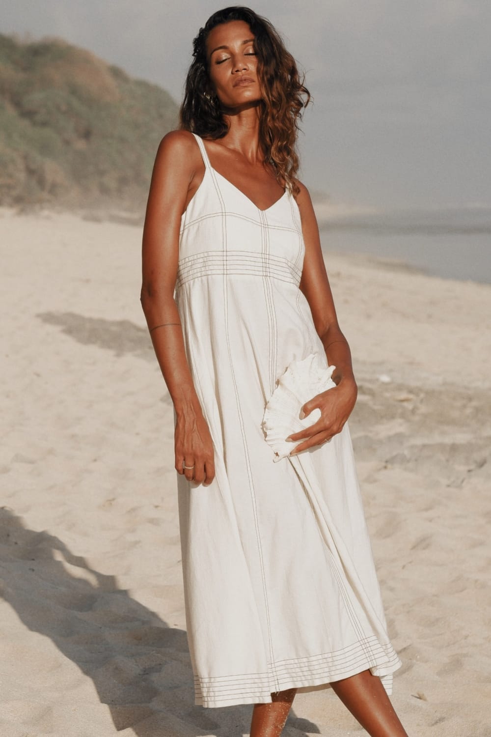 The Handloom-Eva Maxi Dress Natural-Elbise-1-Milagron.com