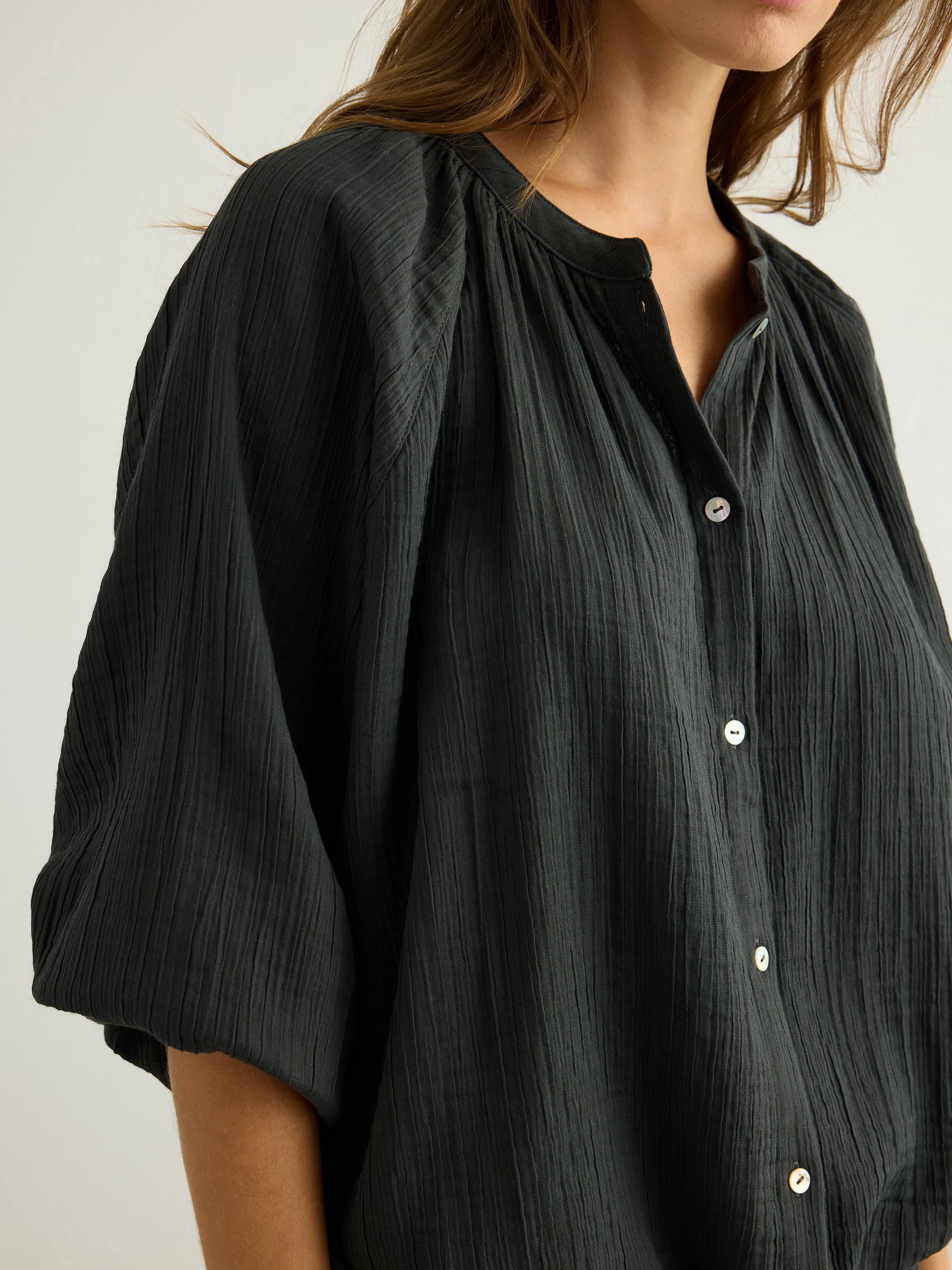 Kaya Buttoned Blouse - Charcoal