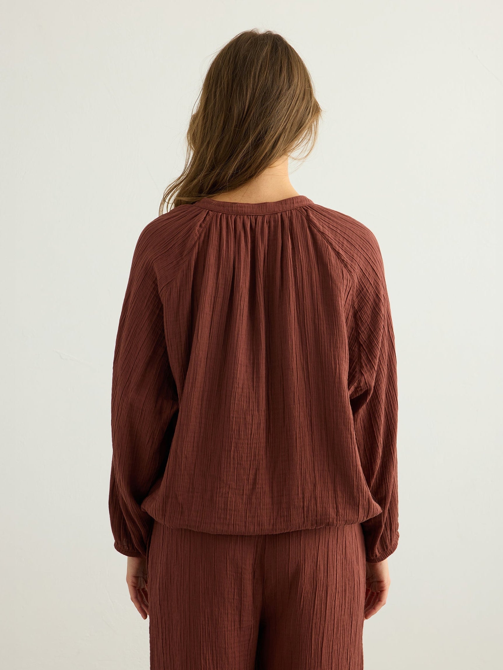 Kaya Buttoned Blouse - Terracotta