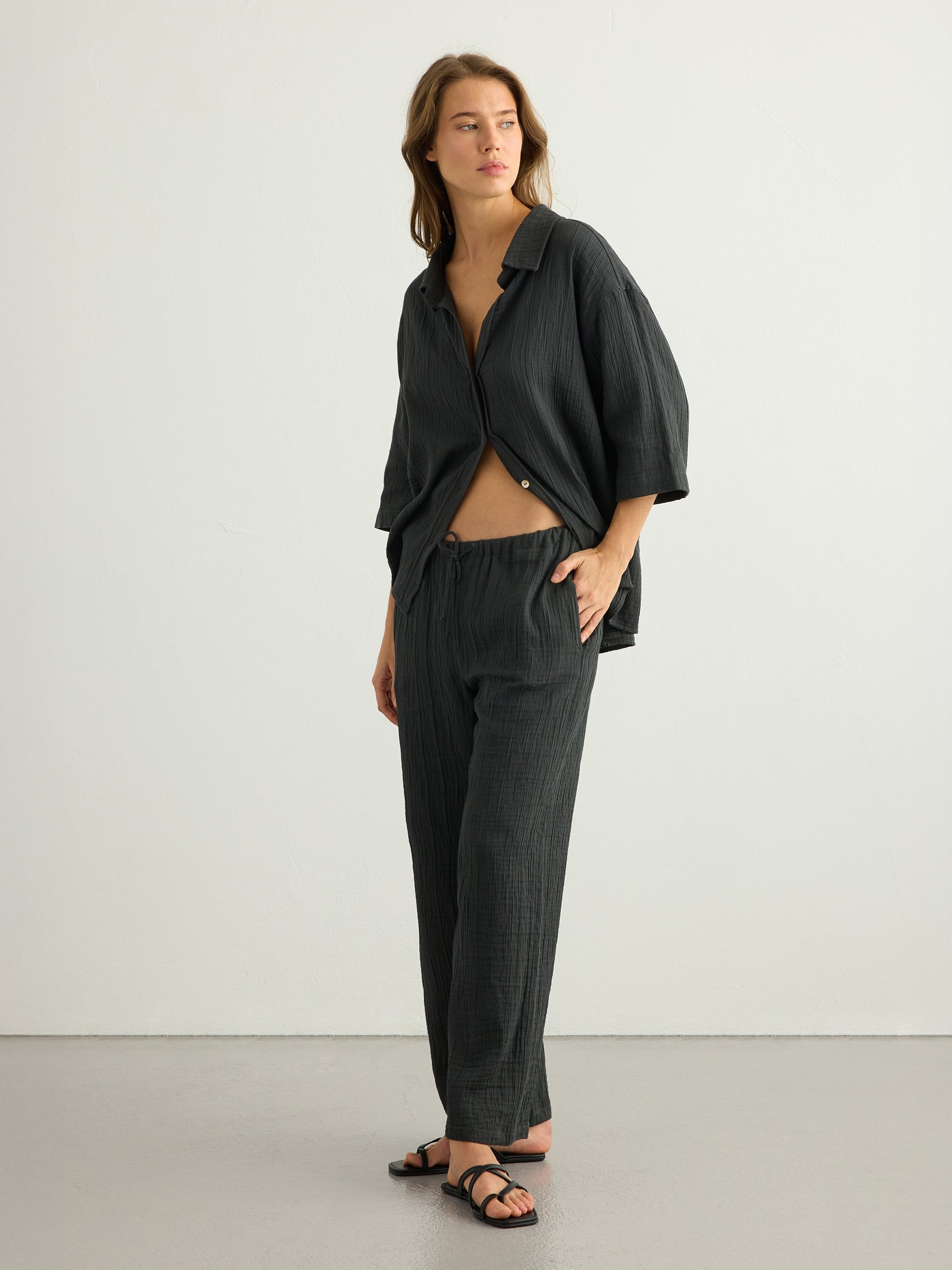 Kaya Drawstring Pants - Charcoal
