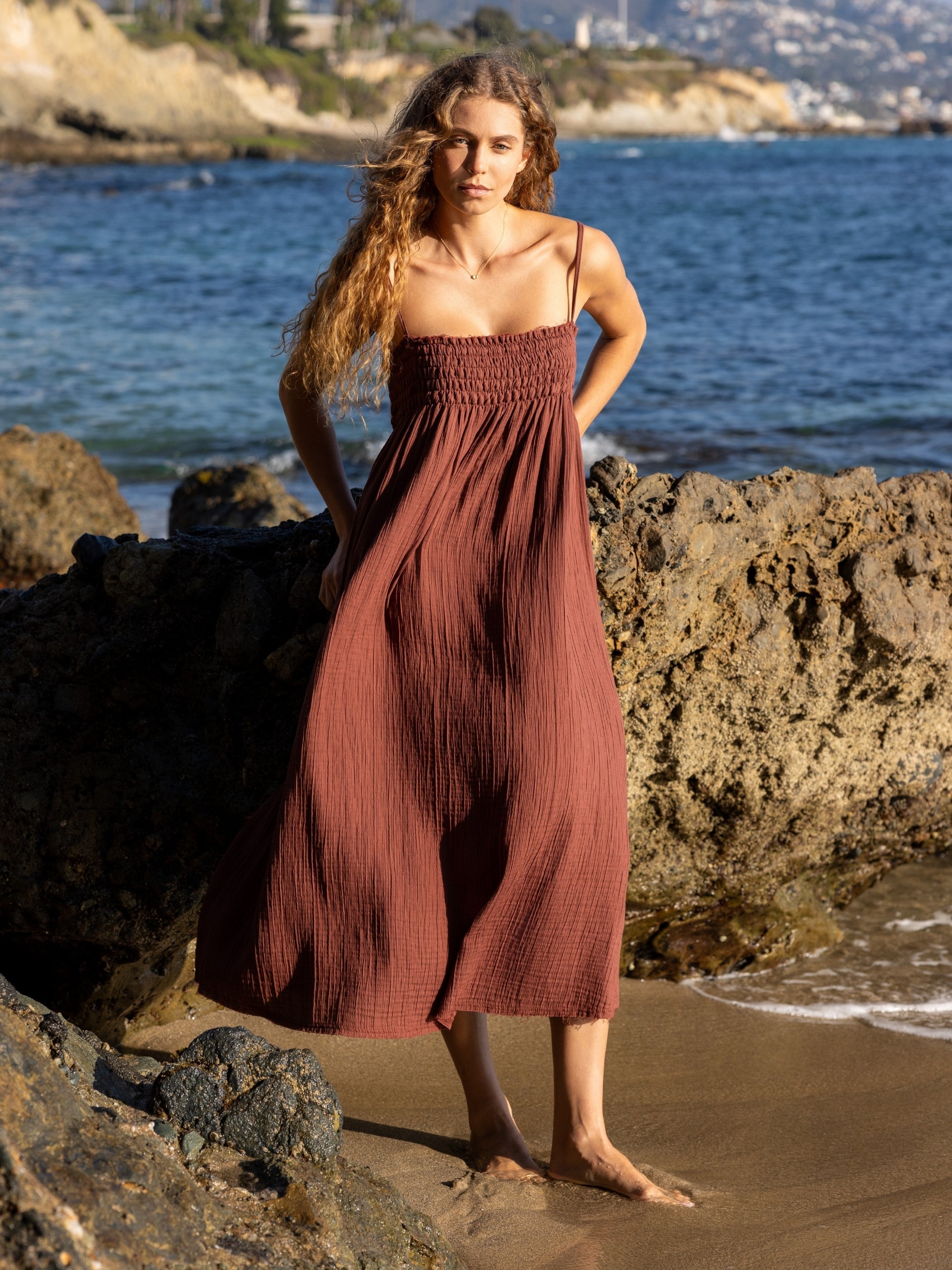 Kaya Smocked Maxi Dress - Terracotta