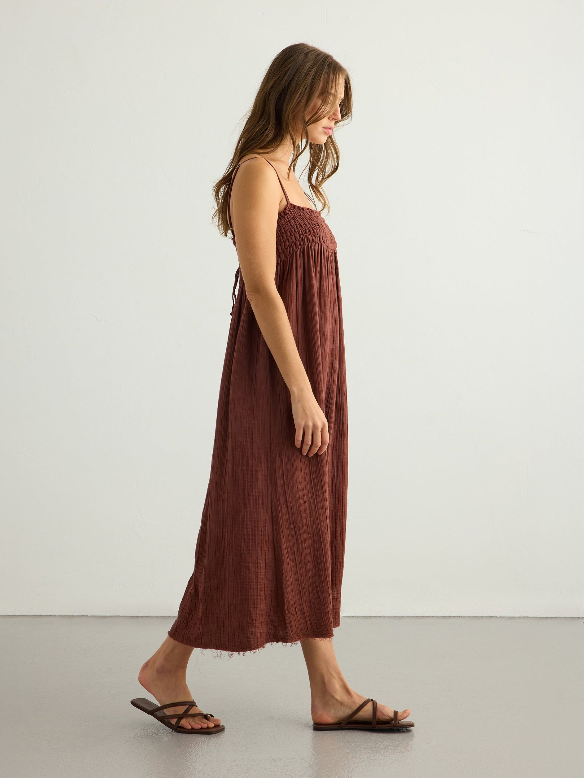 Kaya Smocked Maxi Dress - Terracotta