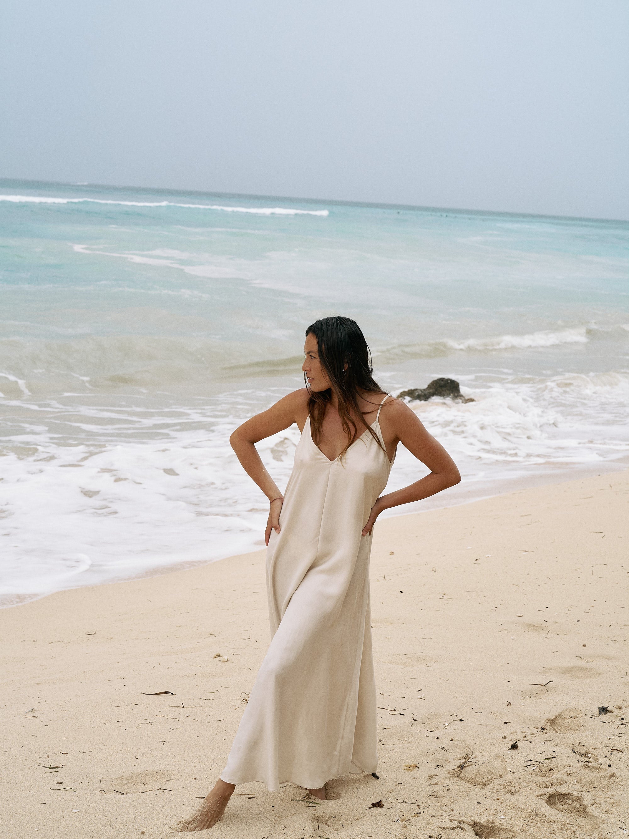 The Handloom-Lucid Flow Maxi Dress Sand-Elbise-1-Milagron.com