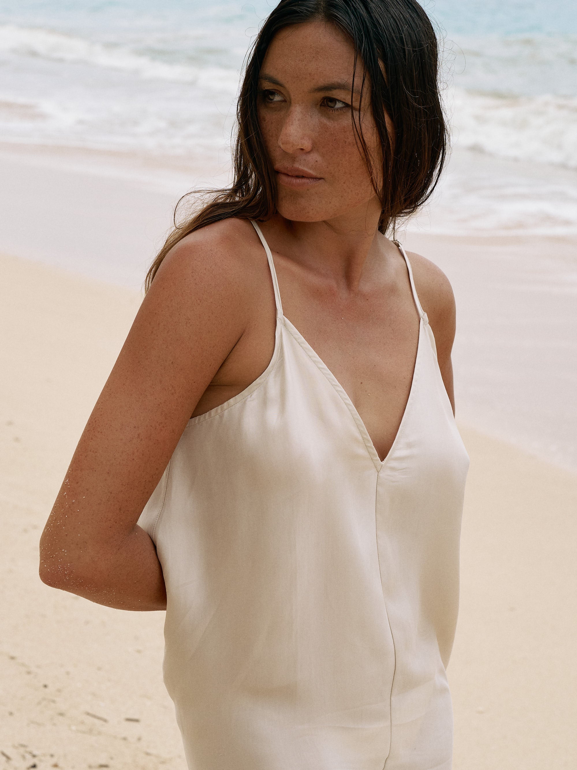 The Handloom-Lucid Flow Maxi Dress Sand-Elbise-2-Milagron.com