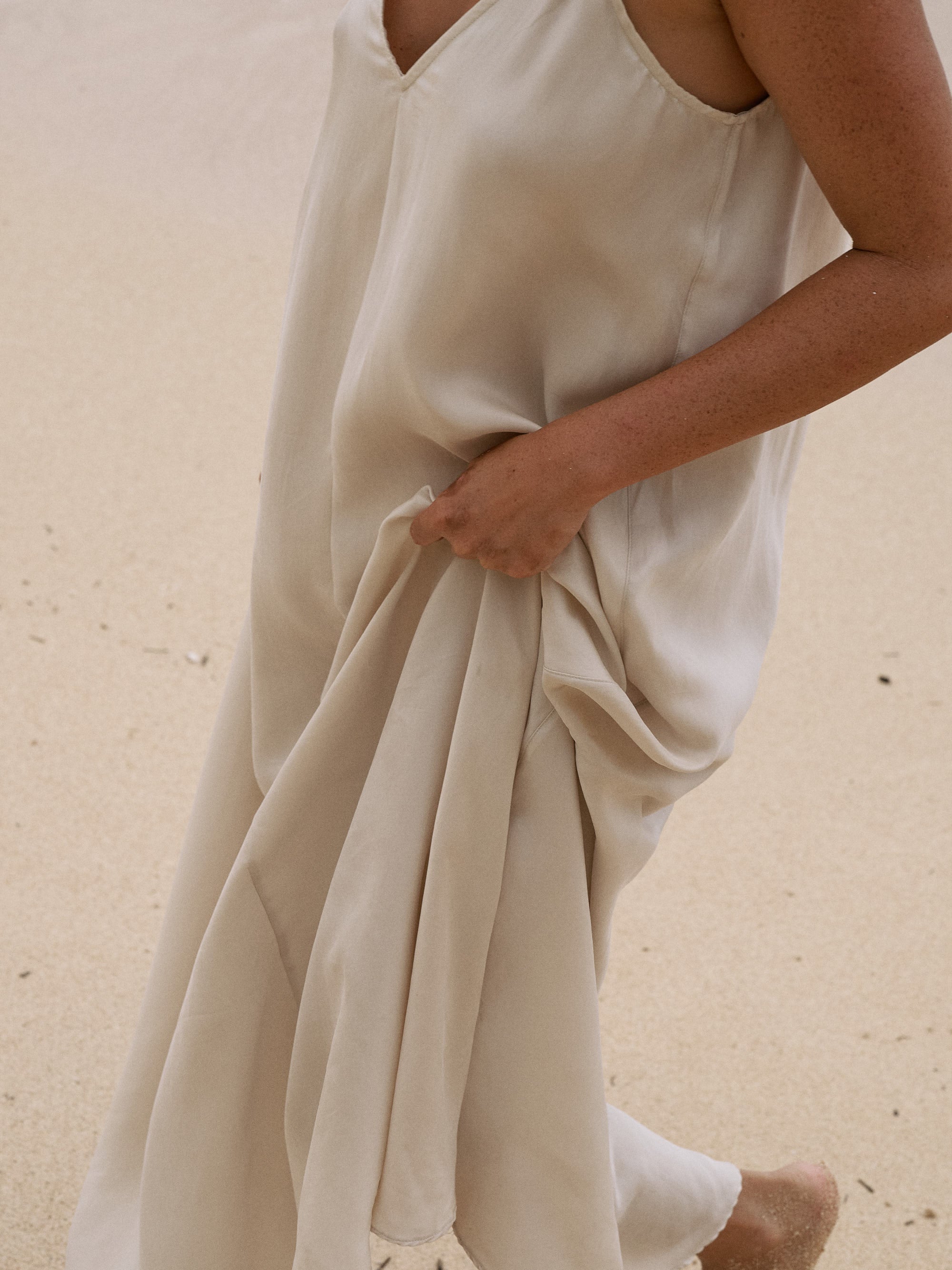 The Handloom-Lucid Flow Maxi Dress Sand-Elbise-4-Milagron.com