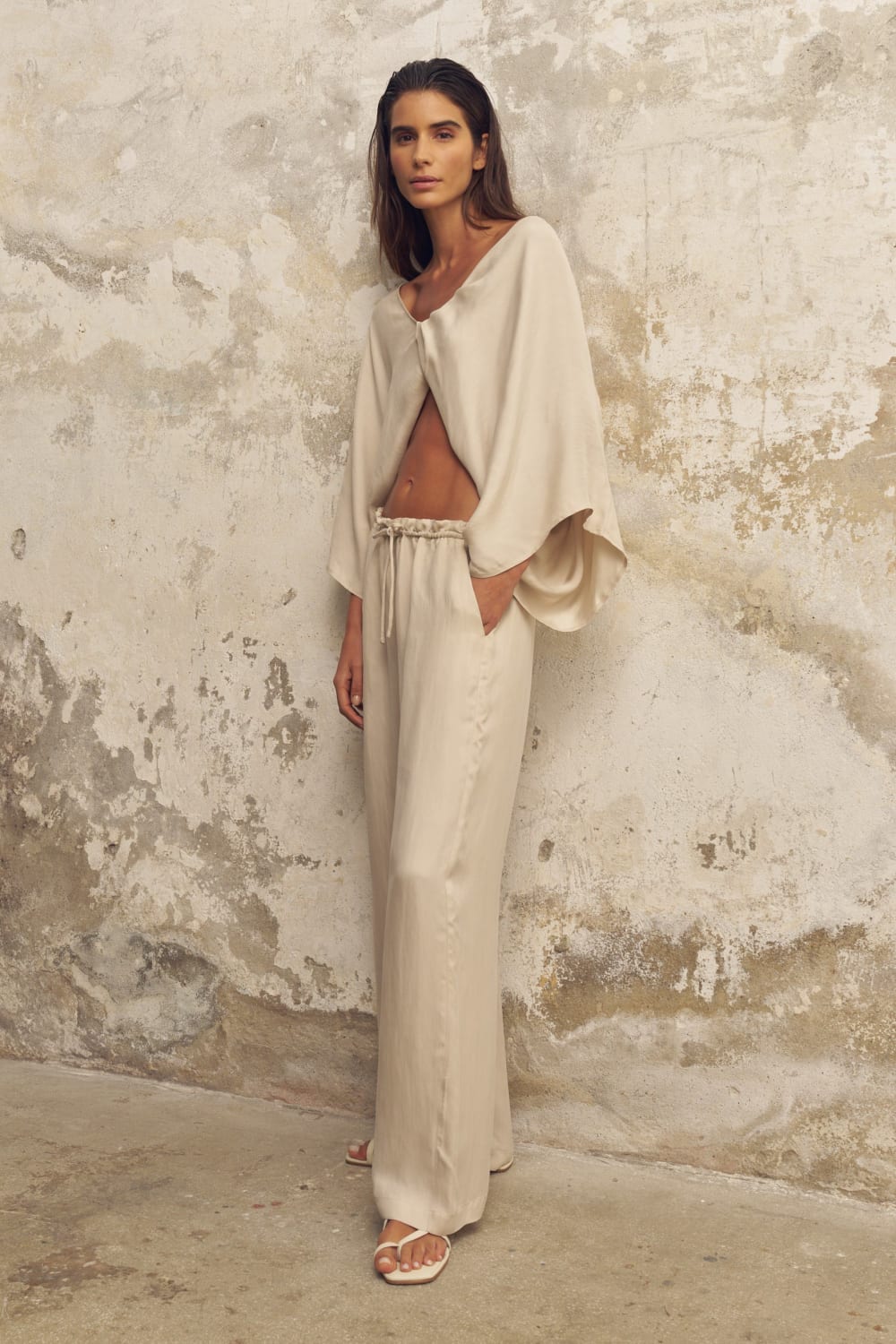 The Handloom-Lucid Flow Tie Pants Sand-Pantolon-2-Milagron.com