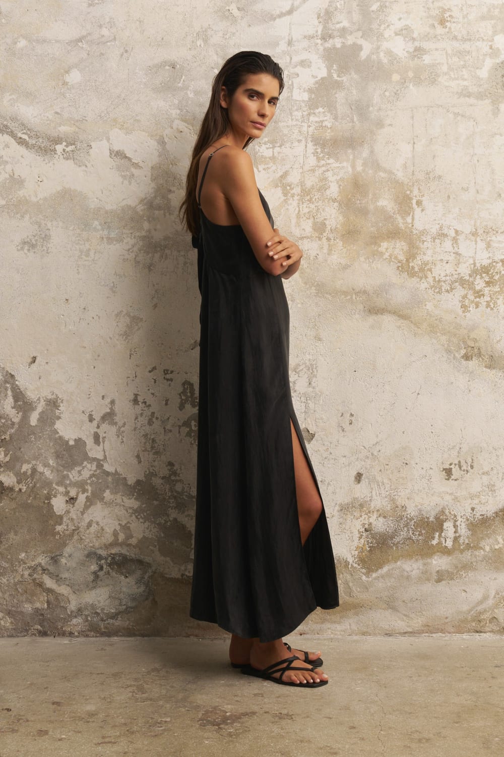 The Handloom-Lucid Midnight Maxi Dress Black-Elbise-2-Milagron.com