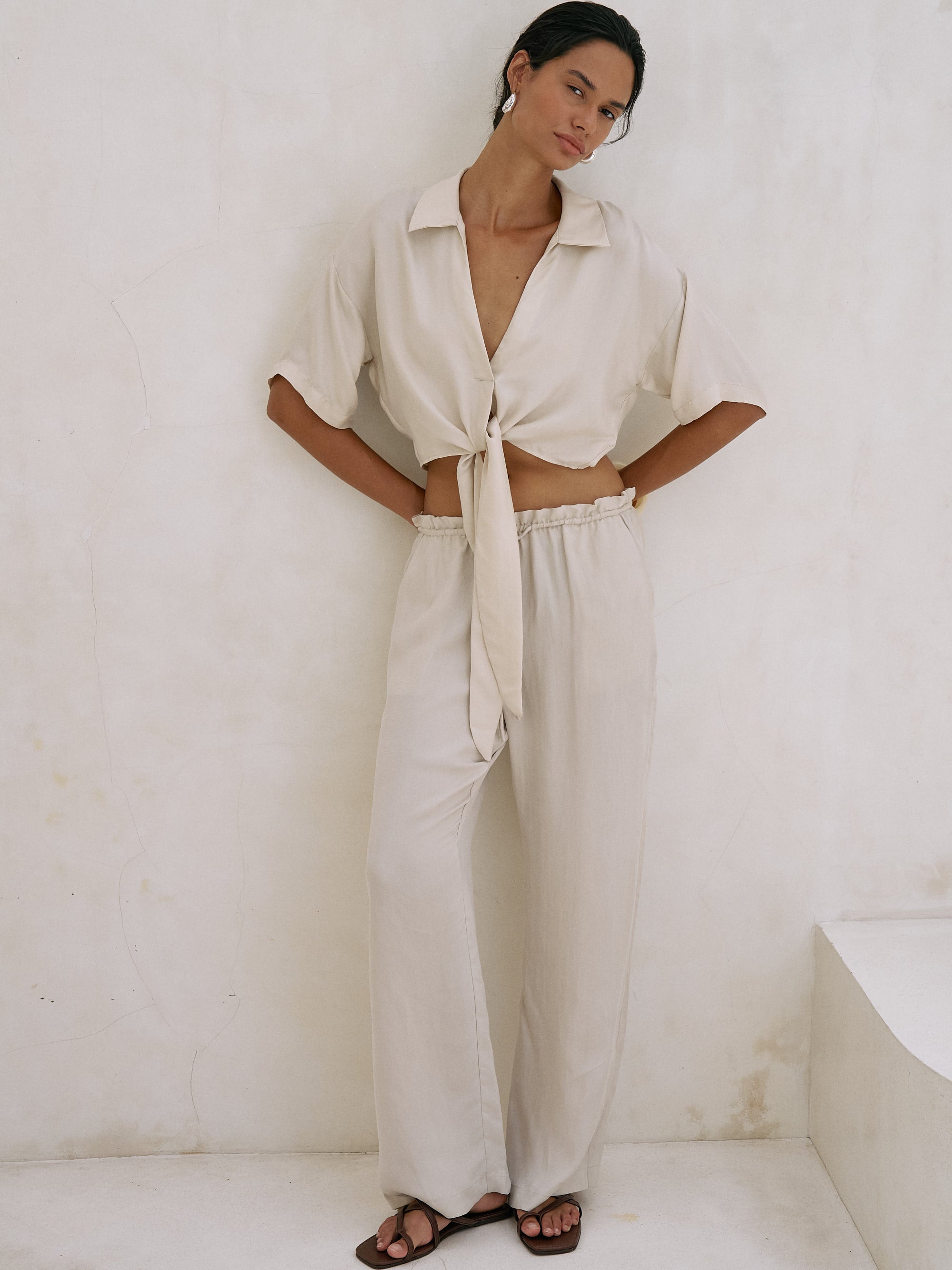 The Handloom-Lucid Tie Shirt Sand-Gömlek-2-Milagron.com