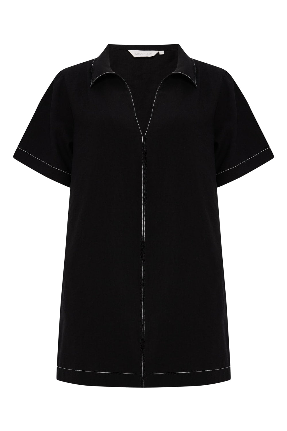 The Handloom-Mae Popover Mini Dress Black-Elbise-7-Milagron.com