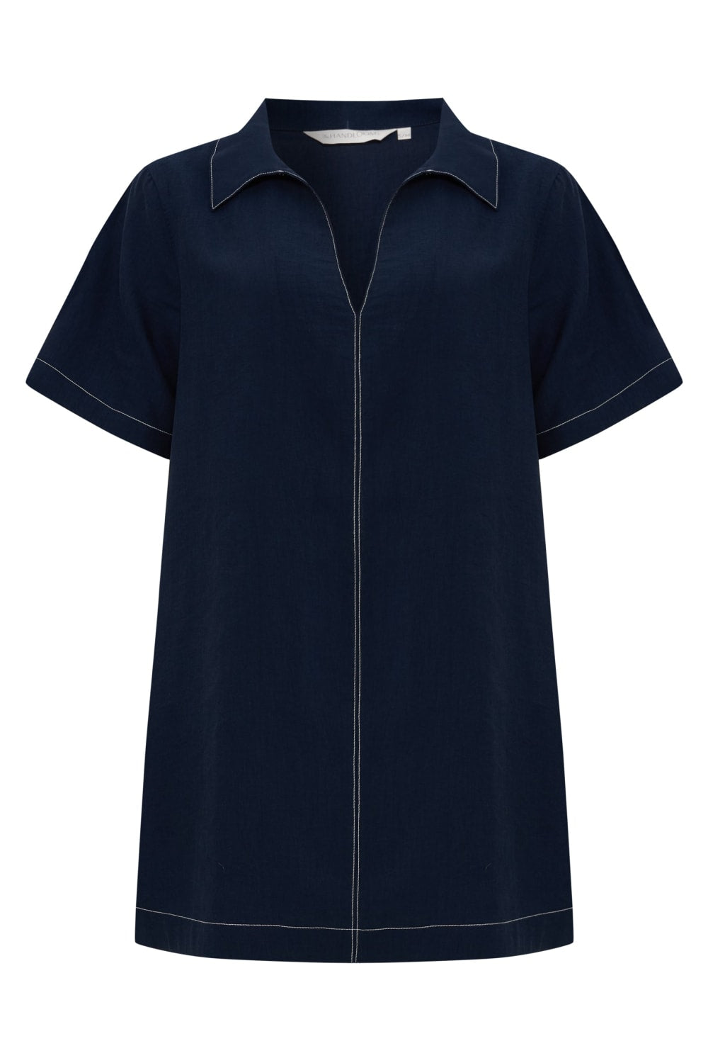 The Handloom-Mae Popover Mini Dress Navy-Elbise-6-Milagron.com