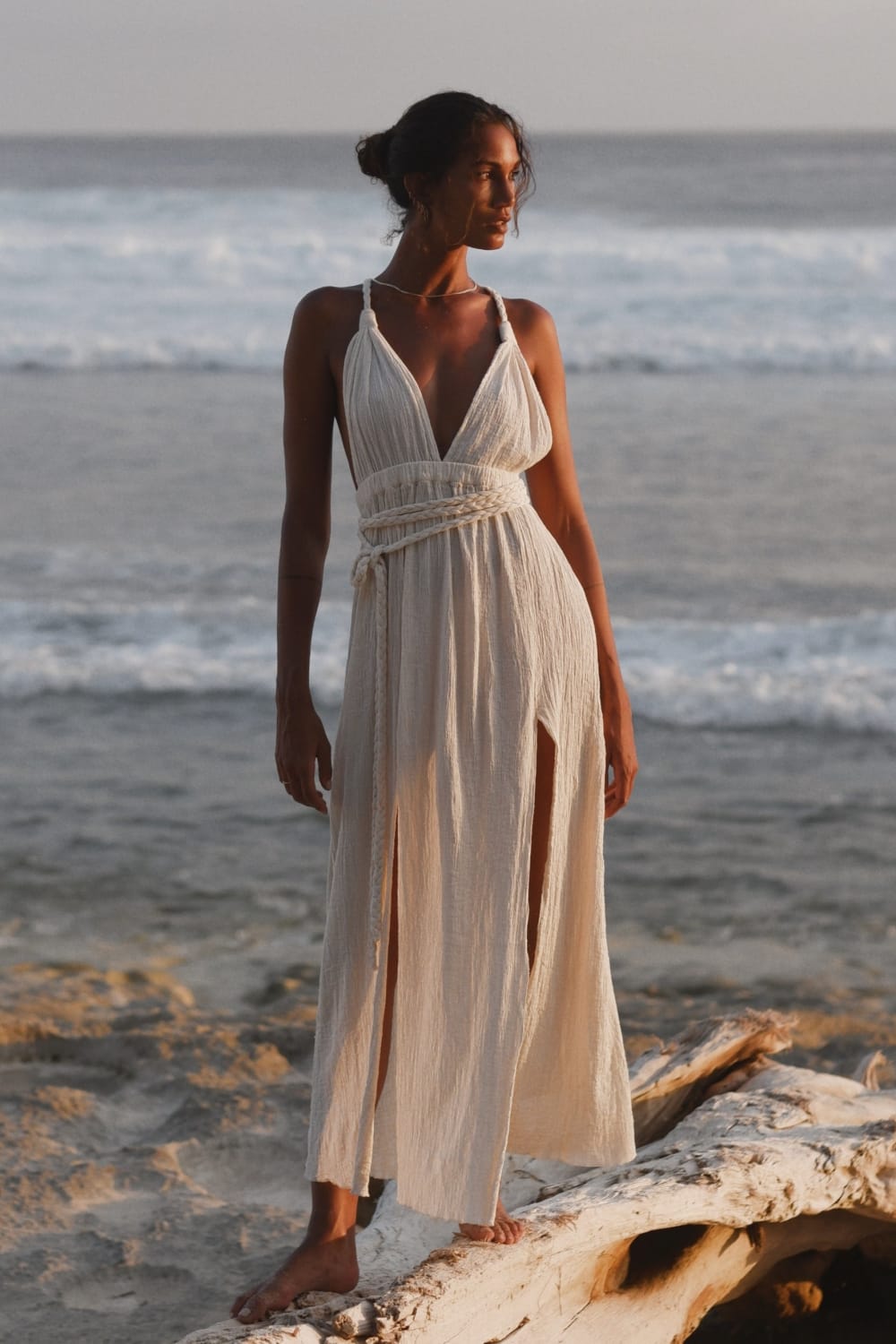 The Handloom-Muse Braided Straps Dress Natural-Elbise-2-Milagron.com