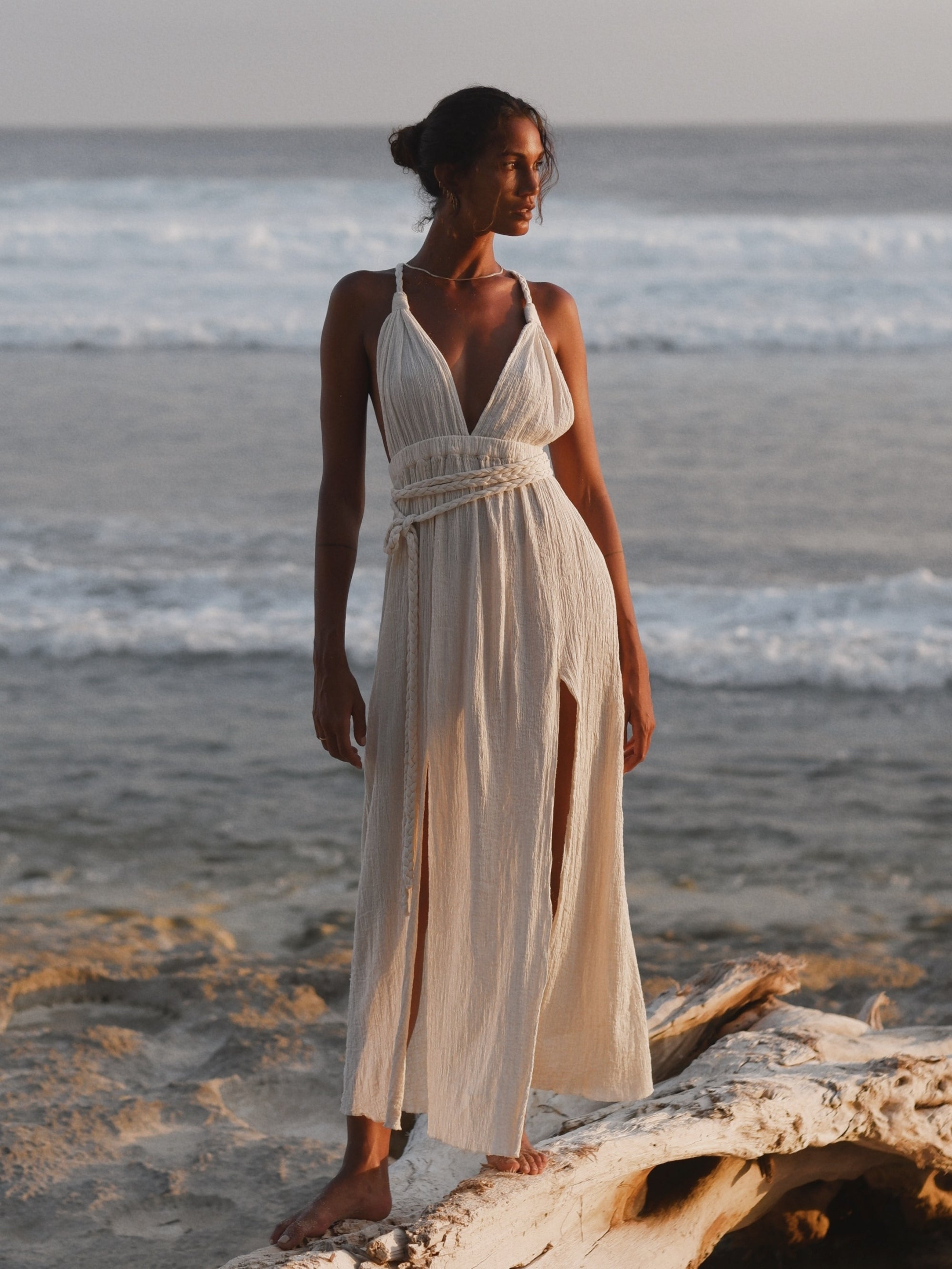 The Handloom-Muse Braided Straps Dress Natural-Elbise-9-Milagron.com