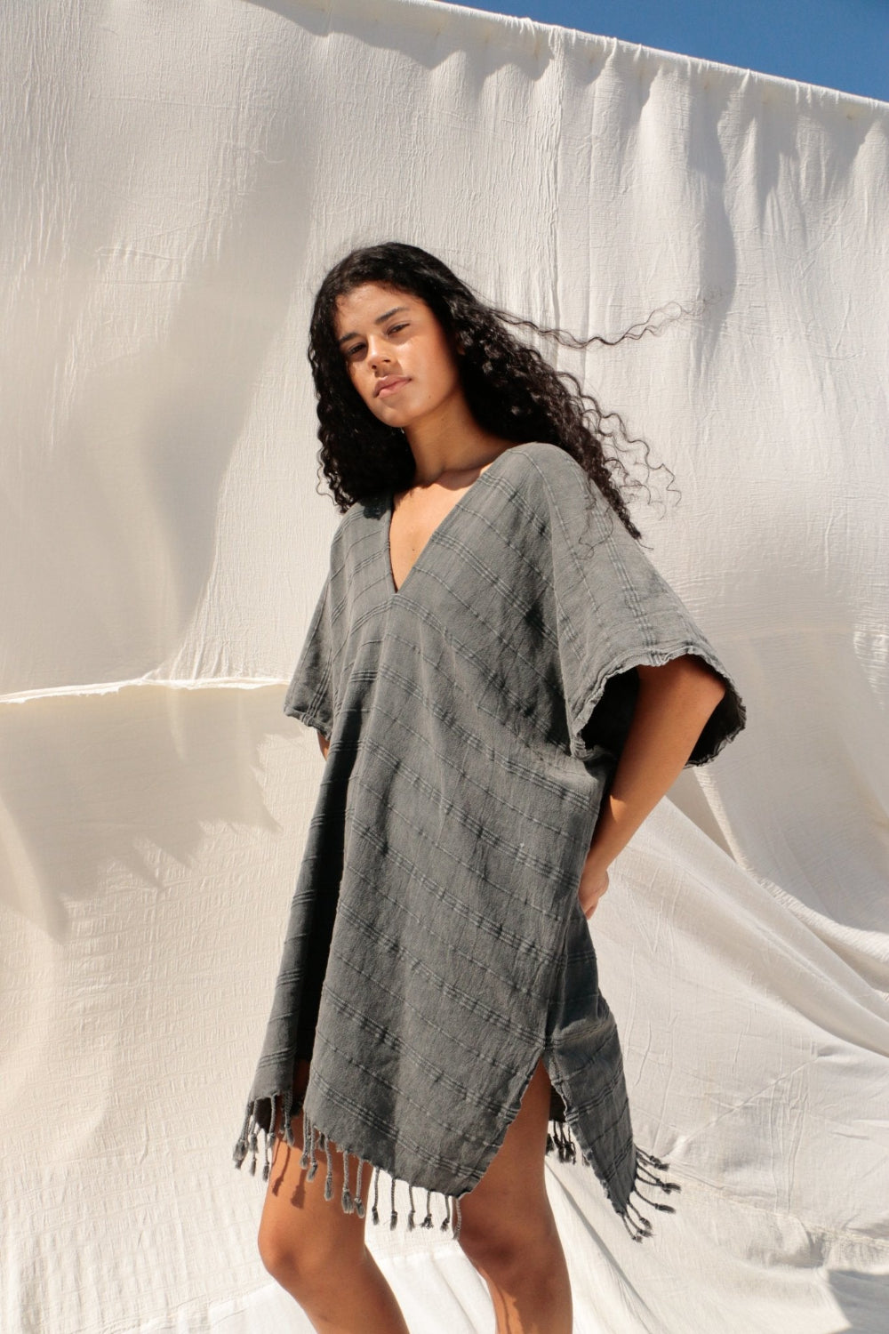The Handloom-Nomad Kimono Vintage Black-Kimono-2-Milagron.com
