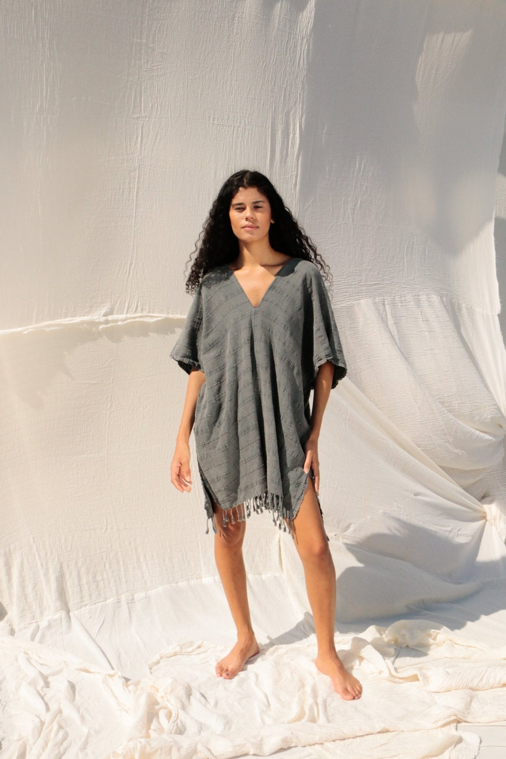 The Handloom-Nomad Kimono Vintage Black-Kimono-3-Milagron.com