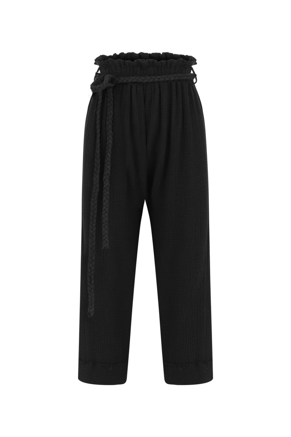The Handloom-Paloma Paper Bag Pants Black-Pantolon-7-Milagron.com