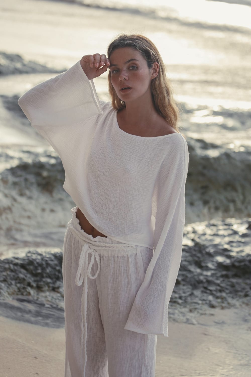 The Handloom-Paloma Paper Bag Pants White-Pantolon-3-Milagron.com