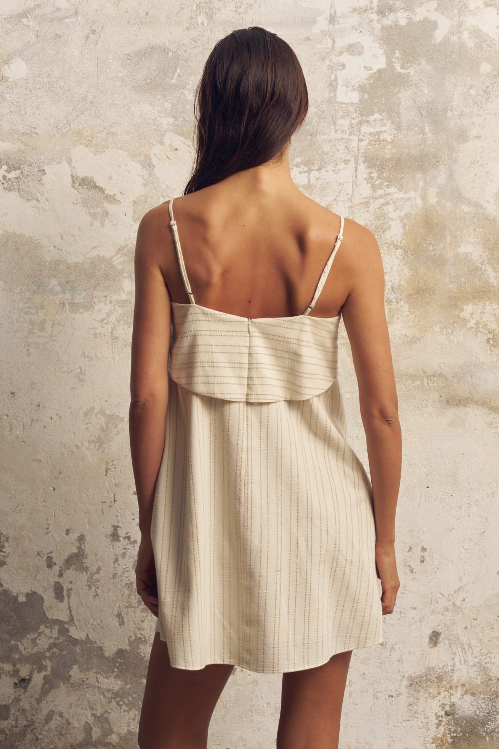 The Handloom-Puglia Stripes Mini Dress Oatmeal-Elbise-4-Milagron.com