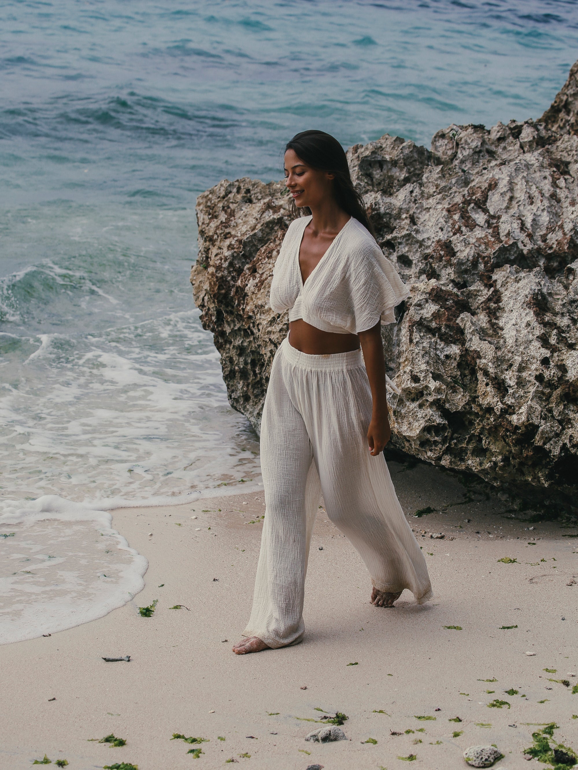 The Handloom-SORUNLU - Mare Top Natural With Gold Stripes-Top-5-Milagron.com