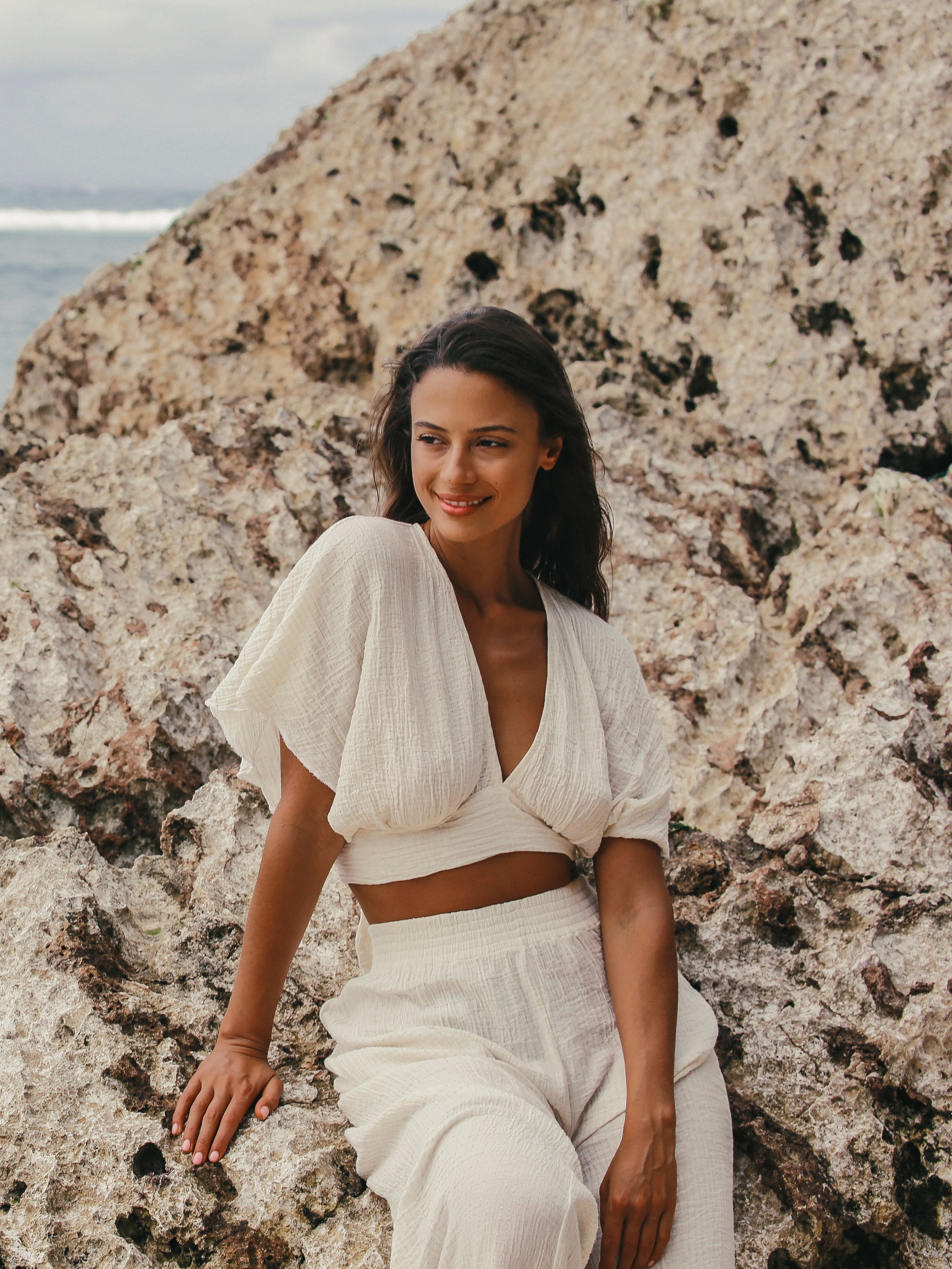 The Handloom-SORUNLU - Mare Top Natural With Gold Stripes-Top-7-Milagron.com