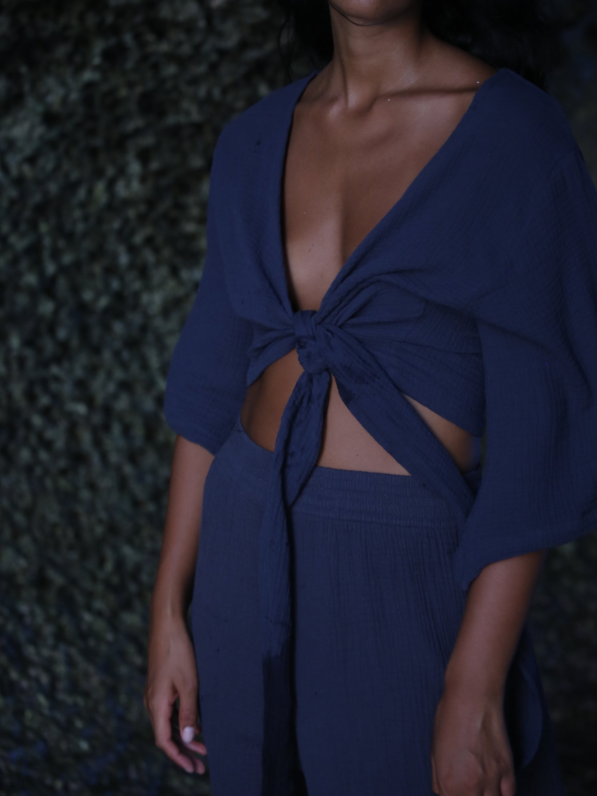 The Handloom-SORUNLU - Skye Palazzo Pants Navy-Pants-9-Milagron.com