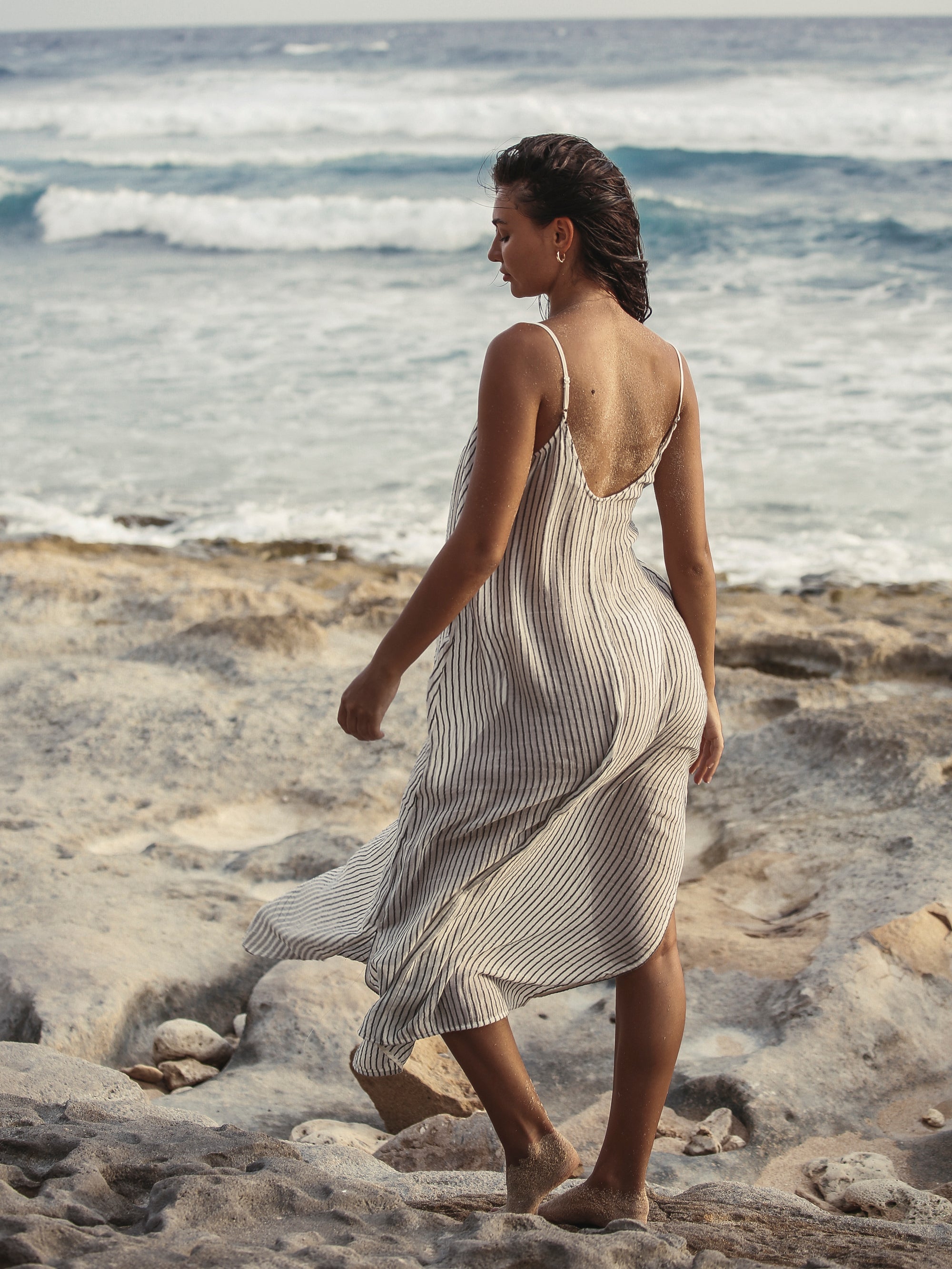 The Handloom-SORUNLU - Yaz Dress Black Stripes-Dress-9-Milagron.com