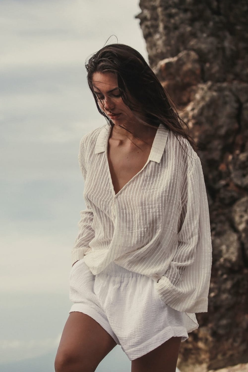 The Handloom-Sade Top White Stripes-Gömlek-1-Milagron.com