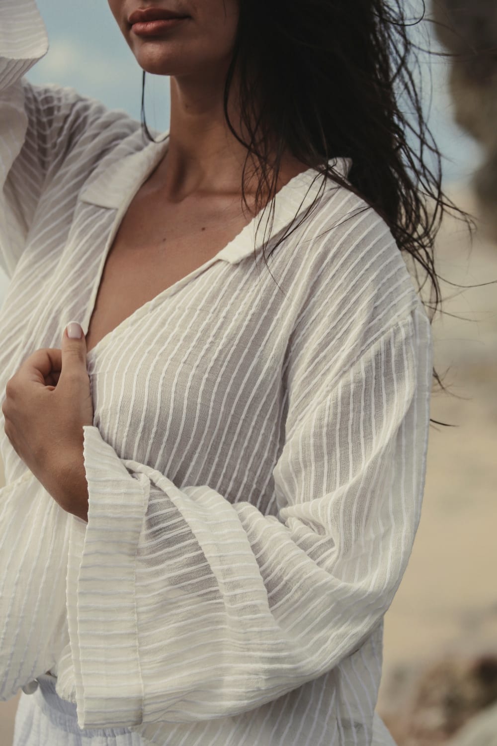 The Handloom-Sade Top White Stripes-Gömlek-2-Milagron.com