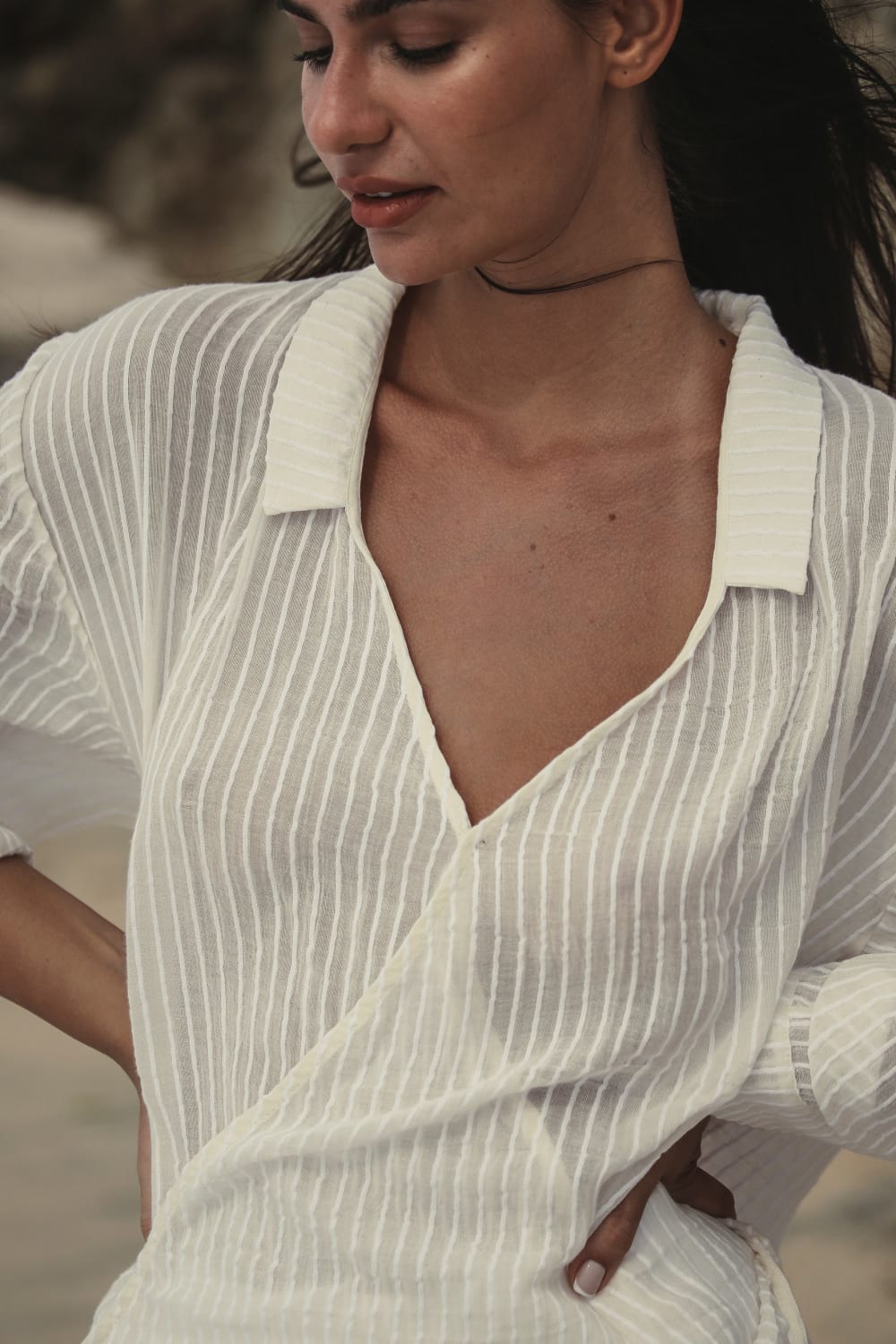 The Handloom-Sade Top White Stripes-Gömlek-3-Milagron.com