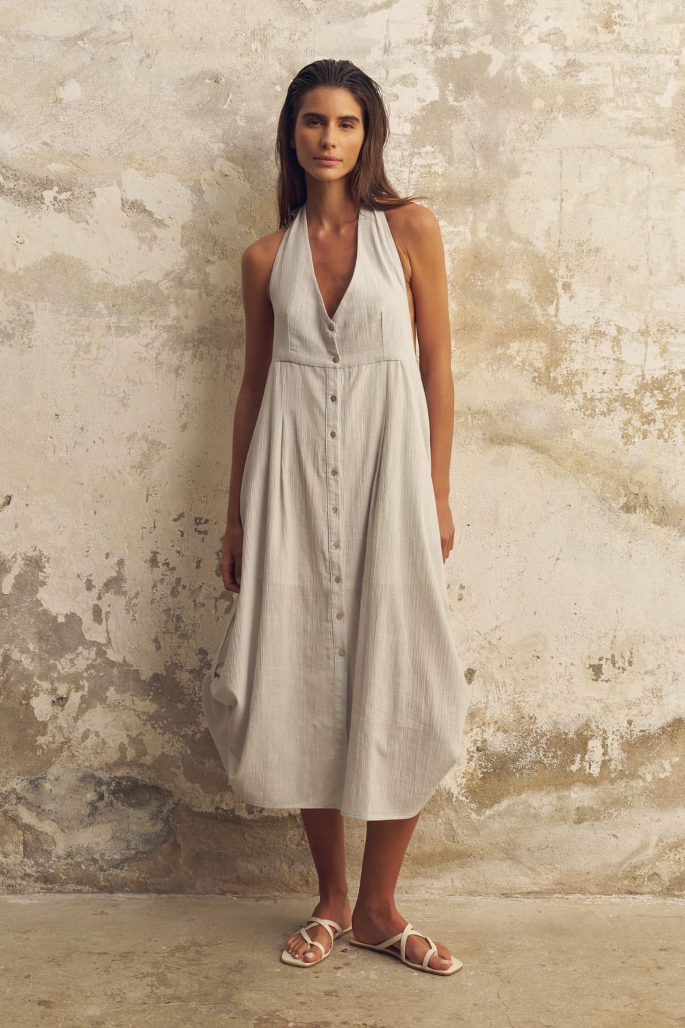 The Handloom-Sahara Sun Maxi Dress Baby Blue-Elbise-3-Milagron.com