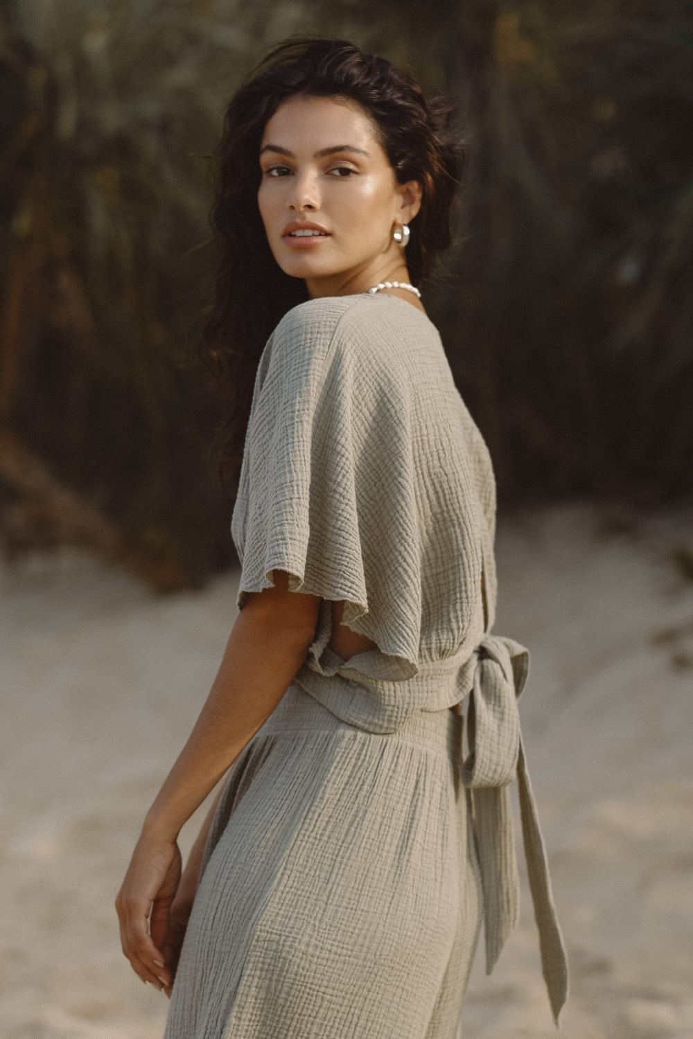 The Handloom-Skye Palazzo Pants Khaki Green-Pantolon-4-Milagron.com