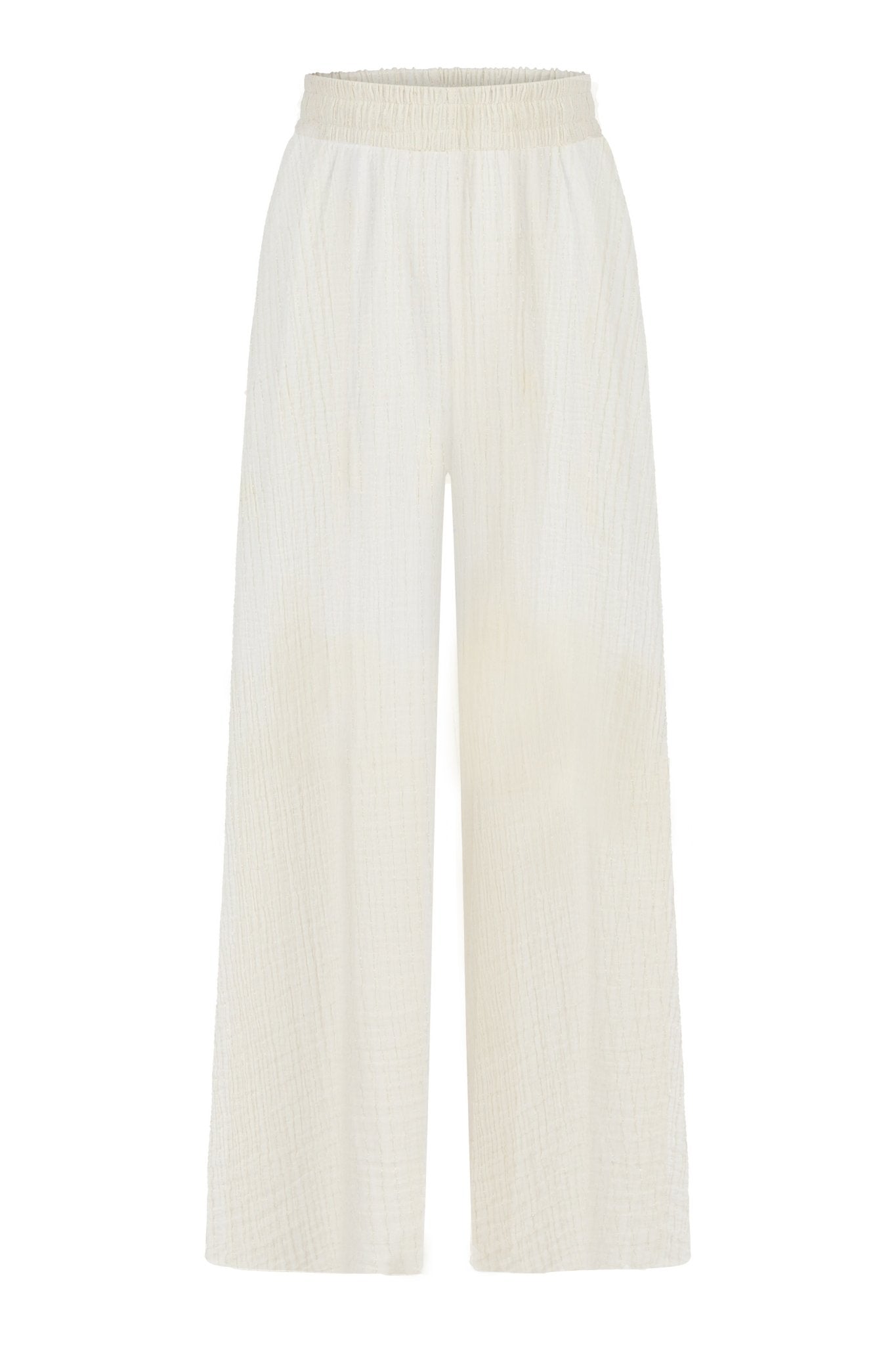 Skye Palazzo Pants - Natural With Gold Stripes