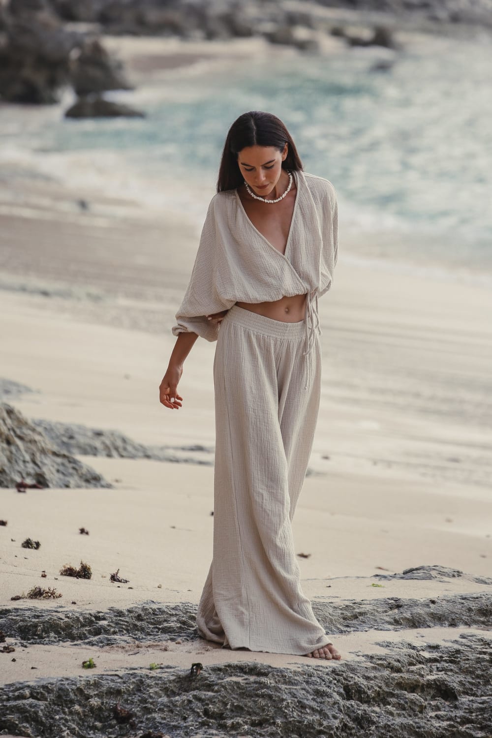 The Handloom-Skye Palazzo Pants Oatmeal-Pantolon-1-Milagron.com