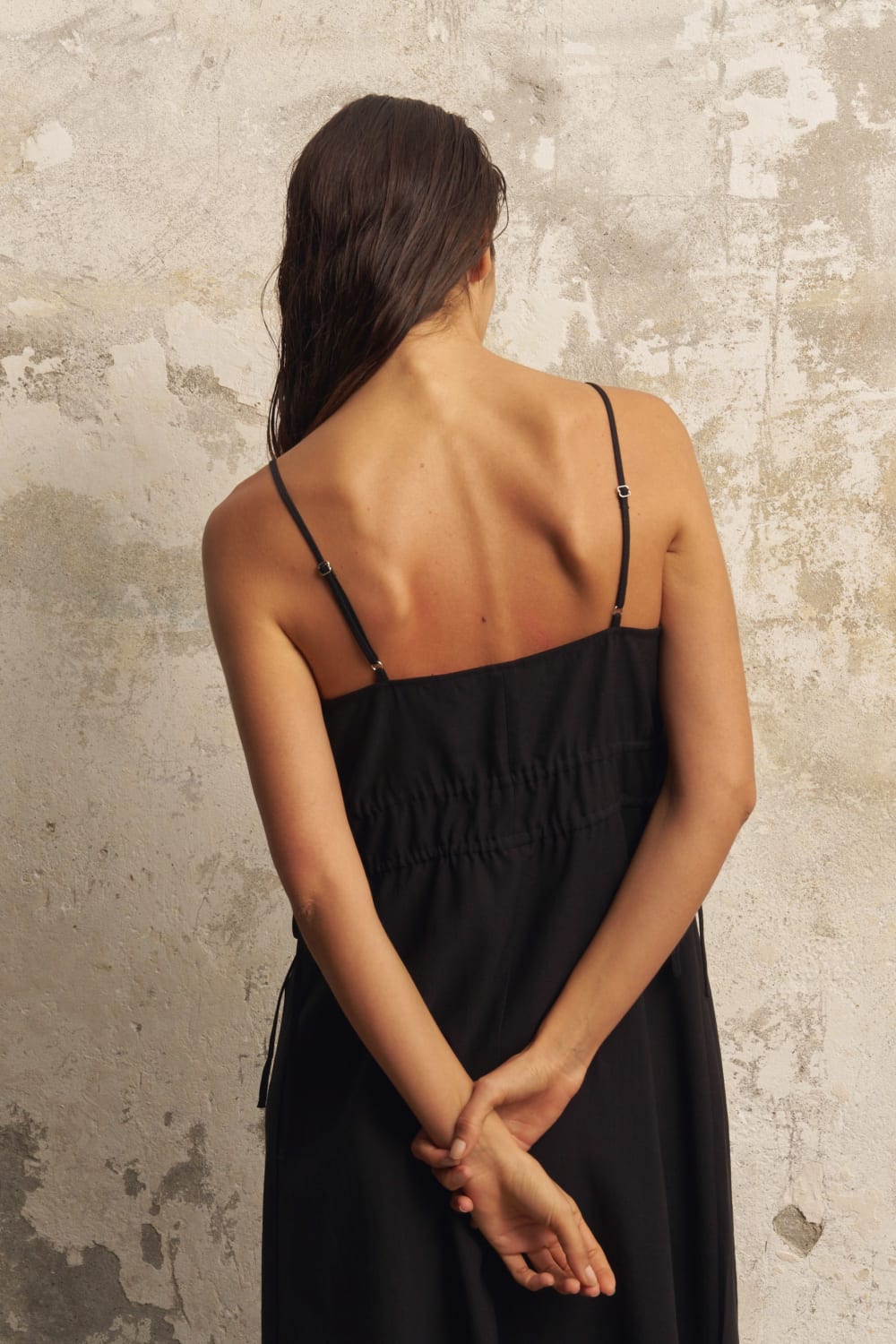 The Handloom-Sofia Ties Maxi Dress Black-Elbise-5-Milagron.com