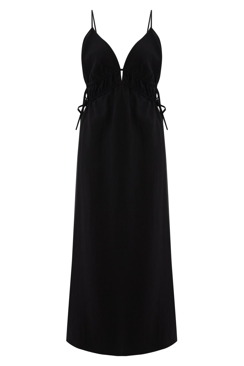The Handloom-Sofia Ties Maxi Dress Black-Elbise-8-Milagron.com